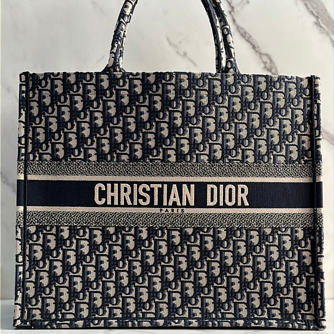 Christian Dior Large Book Tote Blue, Preowned