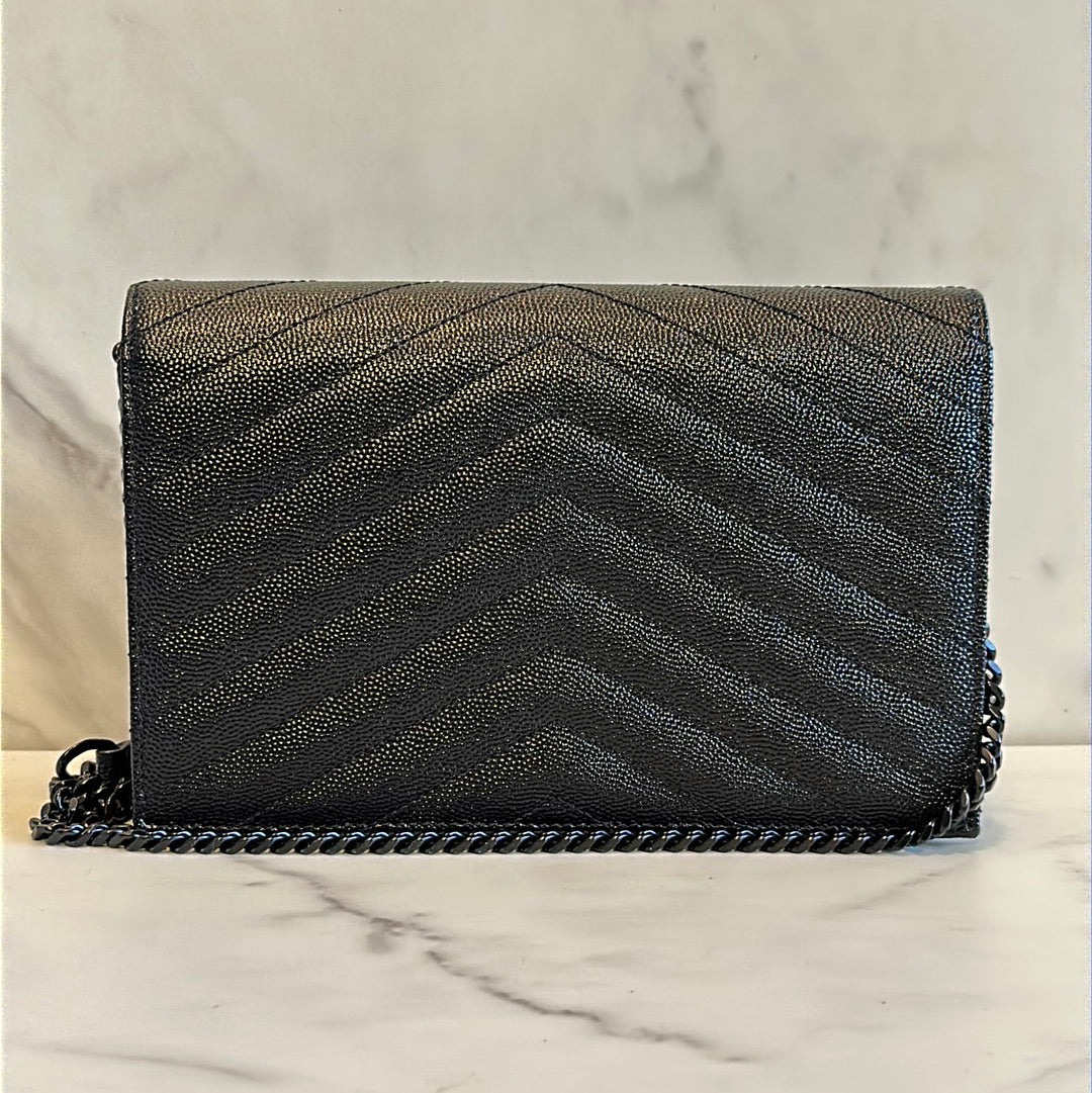Saint Laurent Small Envelope flap wallet on chain, NEW