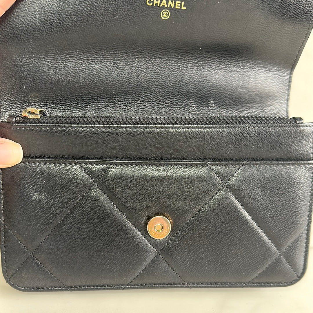 Chanel 19 Wallet on Chain in Black Quilted Lambskin, Preowned