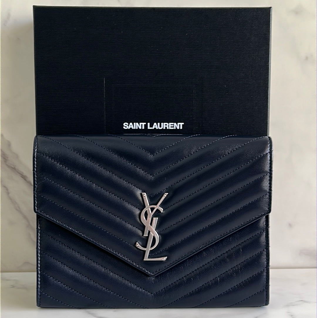 Saint Laurent
Cassandre Matelassé Flap Pouch In Lambskin, New in Box