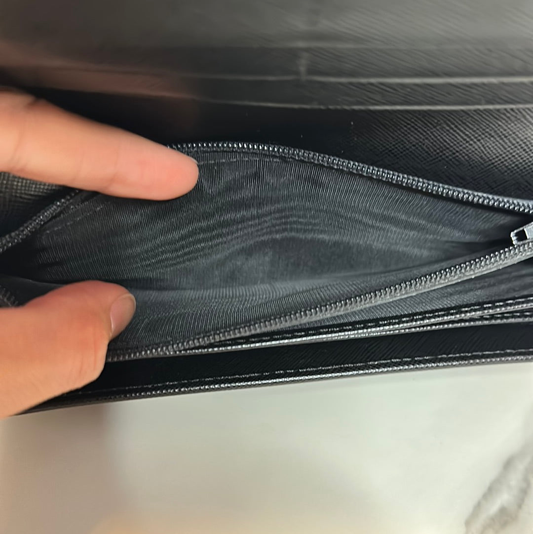 Prada Saffiano Bifold Long Wallet Black, Like New