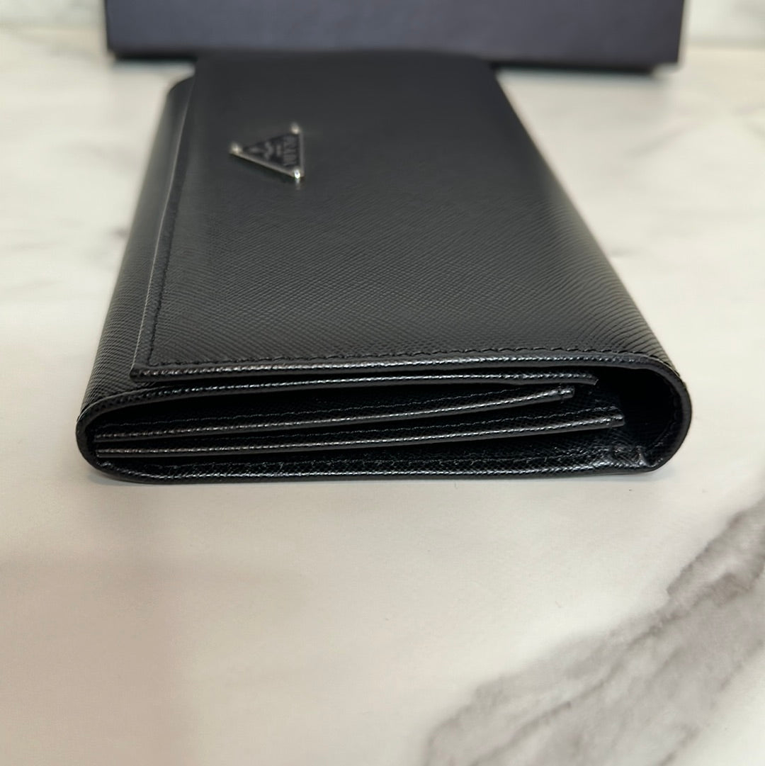 Prada Saffiano Bifold Long Wallet Black, Like New