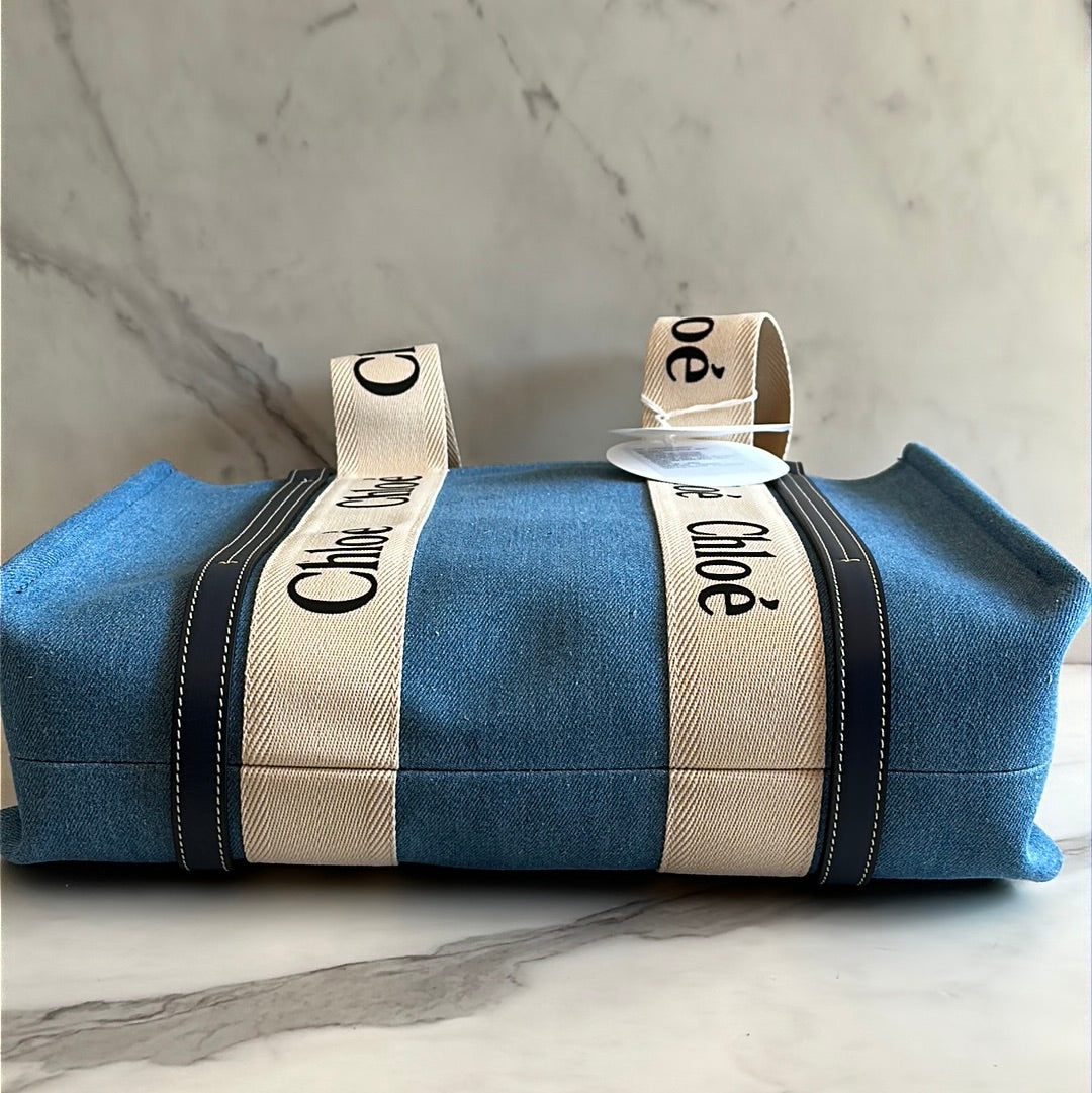 Chloe Medium Woody Tote Bag in Navy, New with dustbag