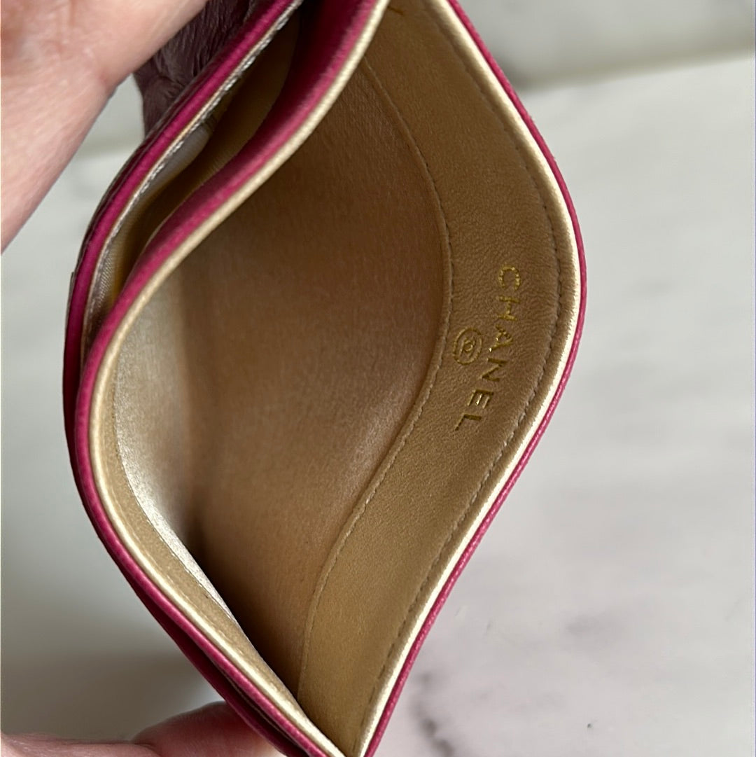 Chanel Card Case Camilia pink and gold
