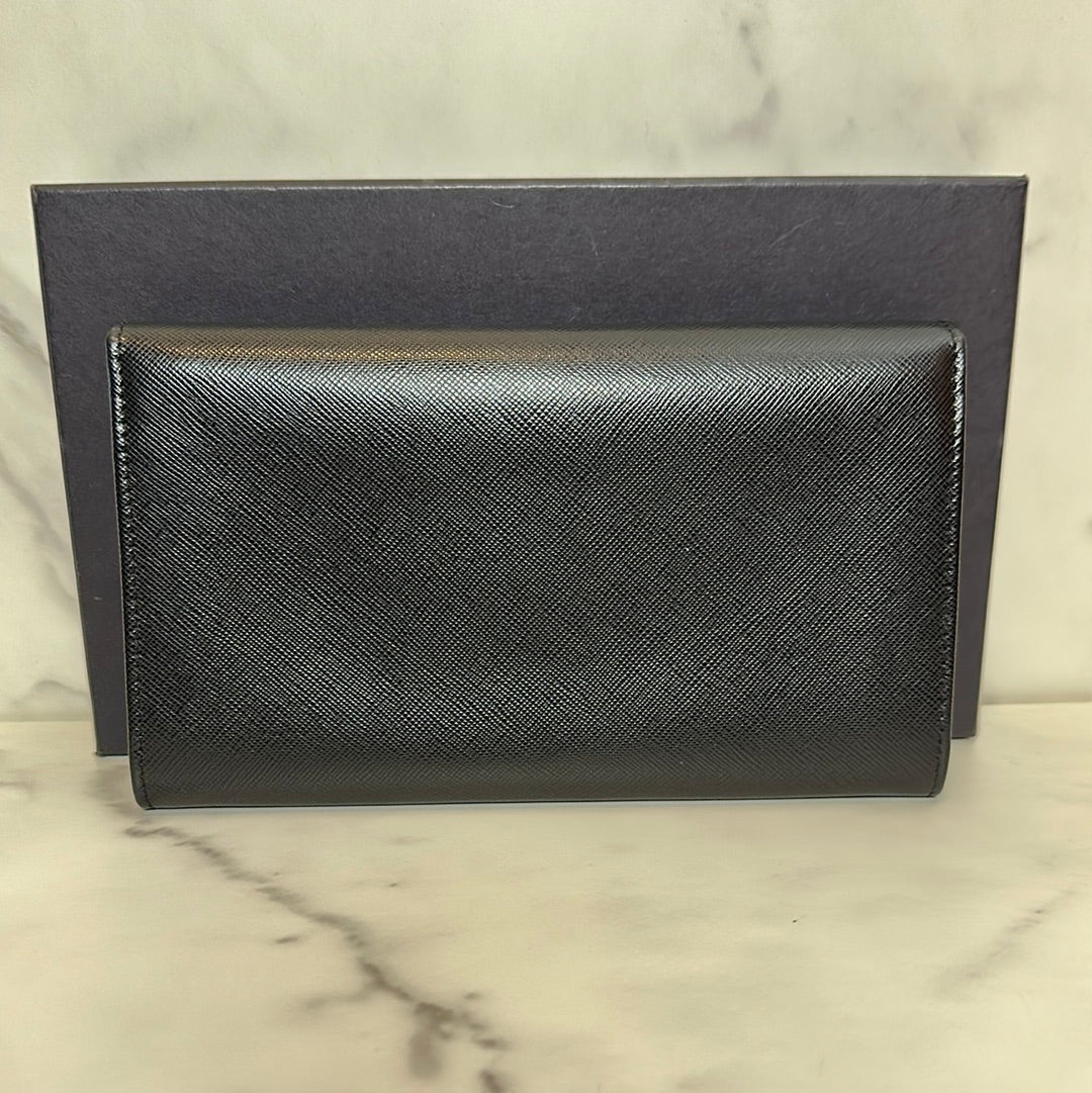 Prada Saffiano Bifold Long Wallet Black, Like New