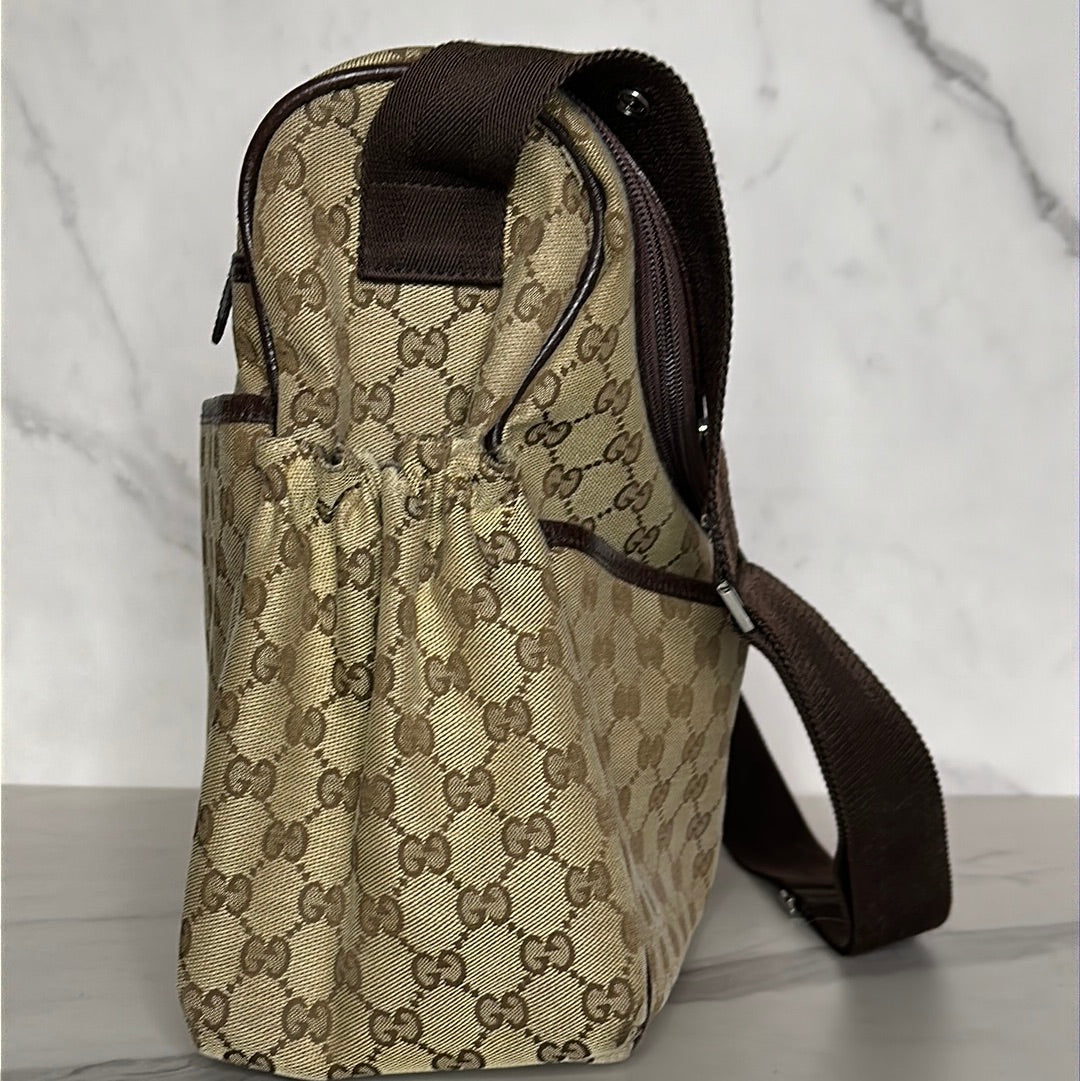 Gucci Diaper Crossbody GG Canvas Bag, Preowned