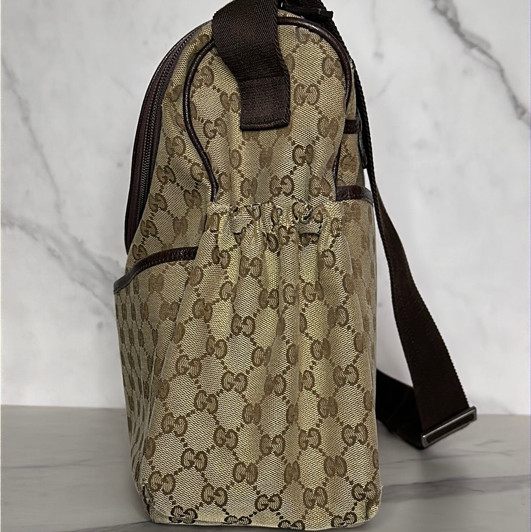 Gucci Diaper Crossbody GG Canvas Bag, Preowned