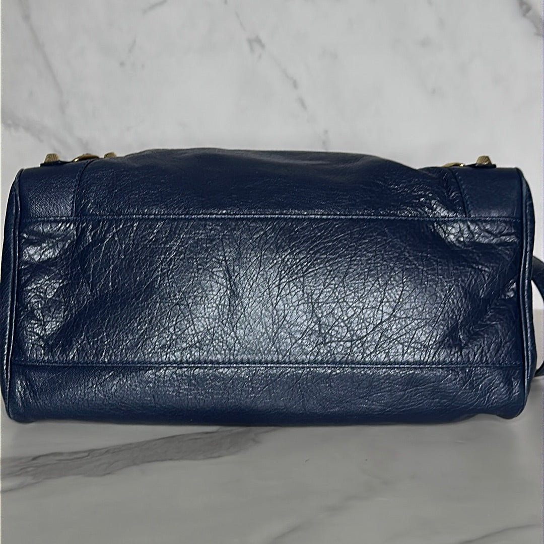Balenciaga Agneau Giant 12 Gold Hardware City Bleu Mineral, Preowned