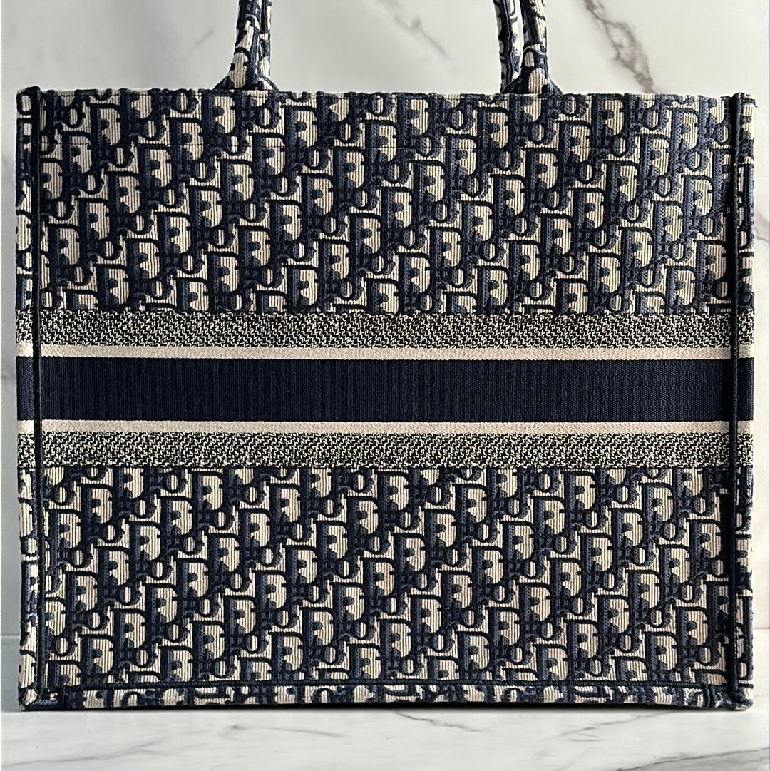 Christian Dior Large Book Tote Blue, Preowned