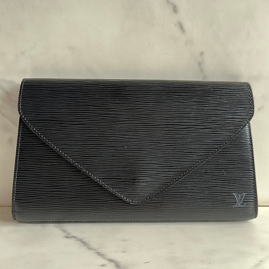 Louis Vuitton Art Deco Clutch in Black Epi, Preowned