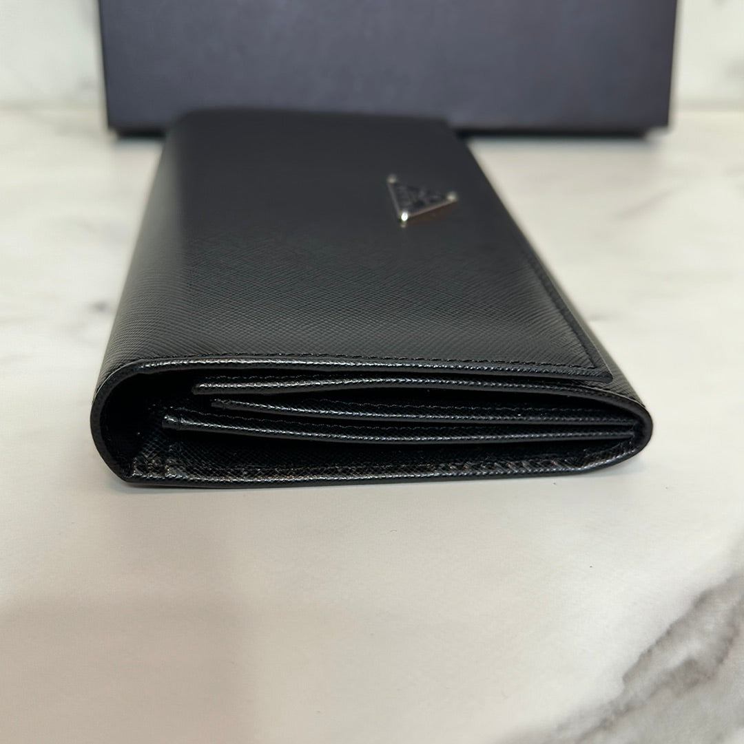 Prada Saffiano Bifold Long Wallet Black, Like New