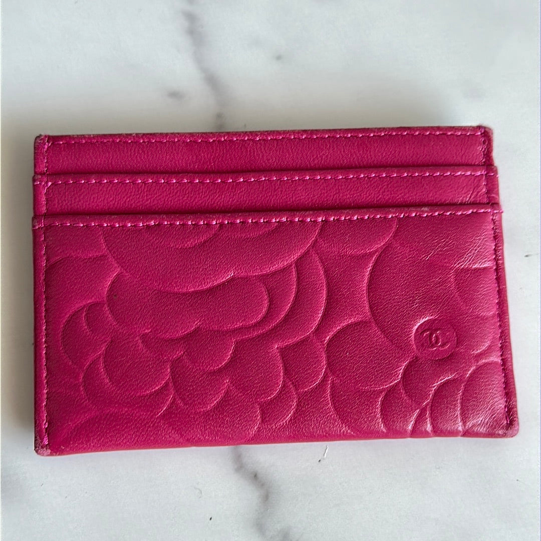 Chanel Card Case Camilia pink and gold